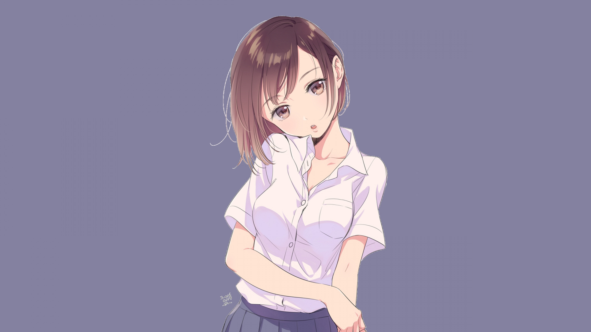 Anime Girl In White Shirt - HD Wallpaper 