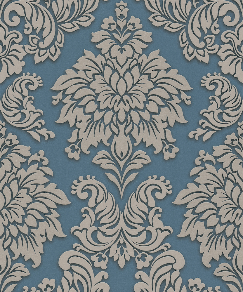 368985 Teal Damask Wallpaper From Lizzy London - 36898 5 - HD Wallpaper 