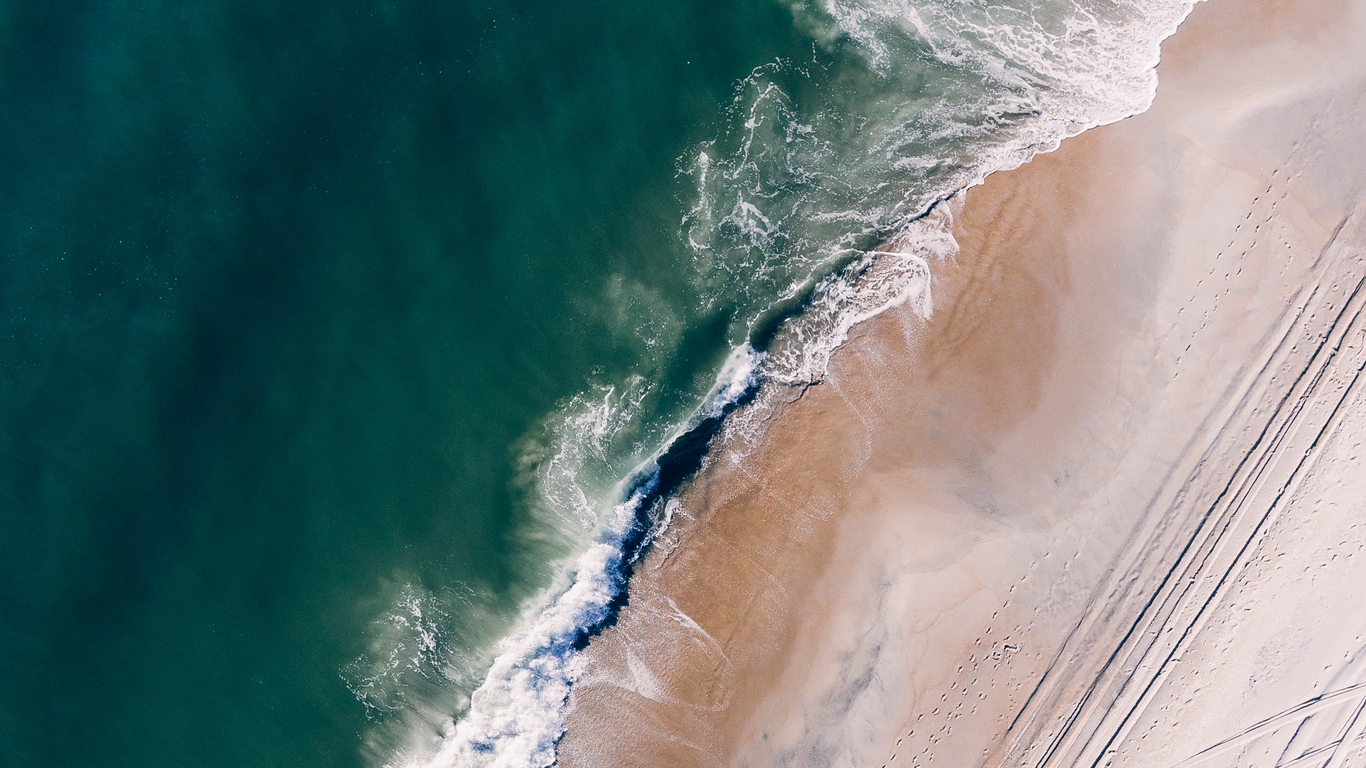 Wallpaper Ocean, Aerial View, Surf, Sand, Foam, Water, - Laptop Wallpapers Beach Aerial View - HD Wallpaper 