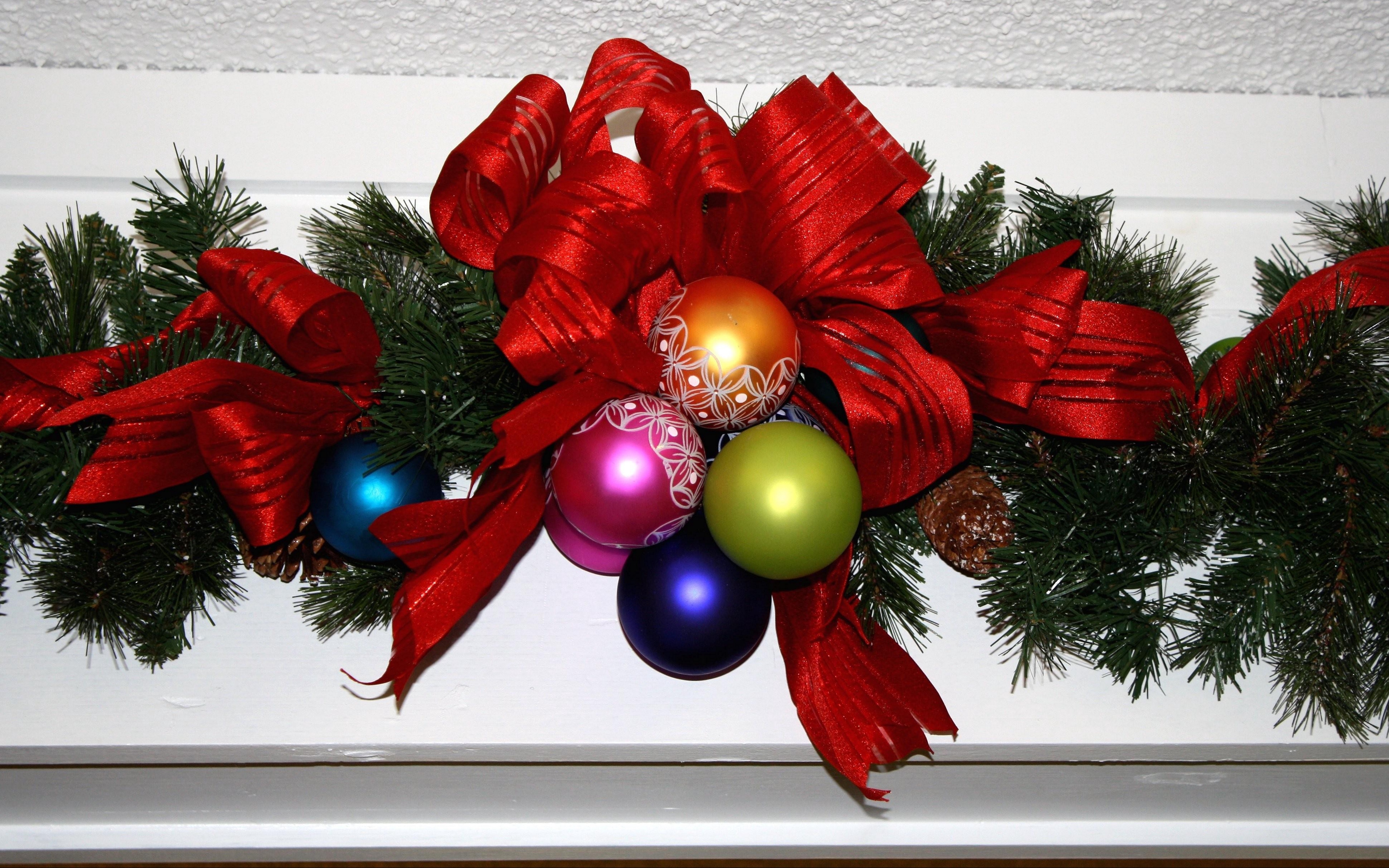 Wallpaper Christmas, New Year, Needles, Christmas Decorations, - Christmas Wreath - HD Wallpaper 