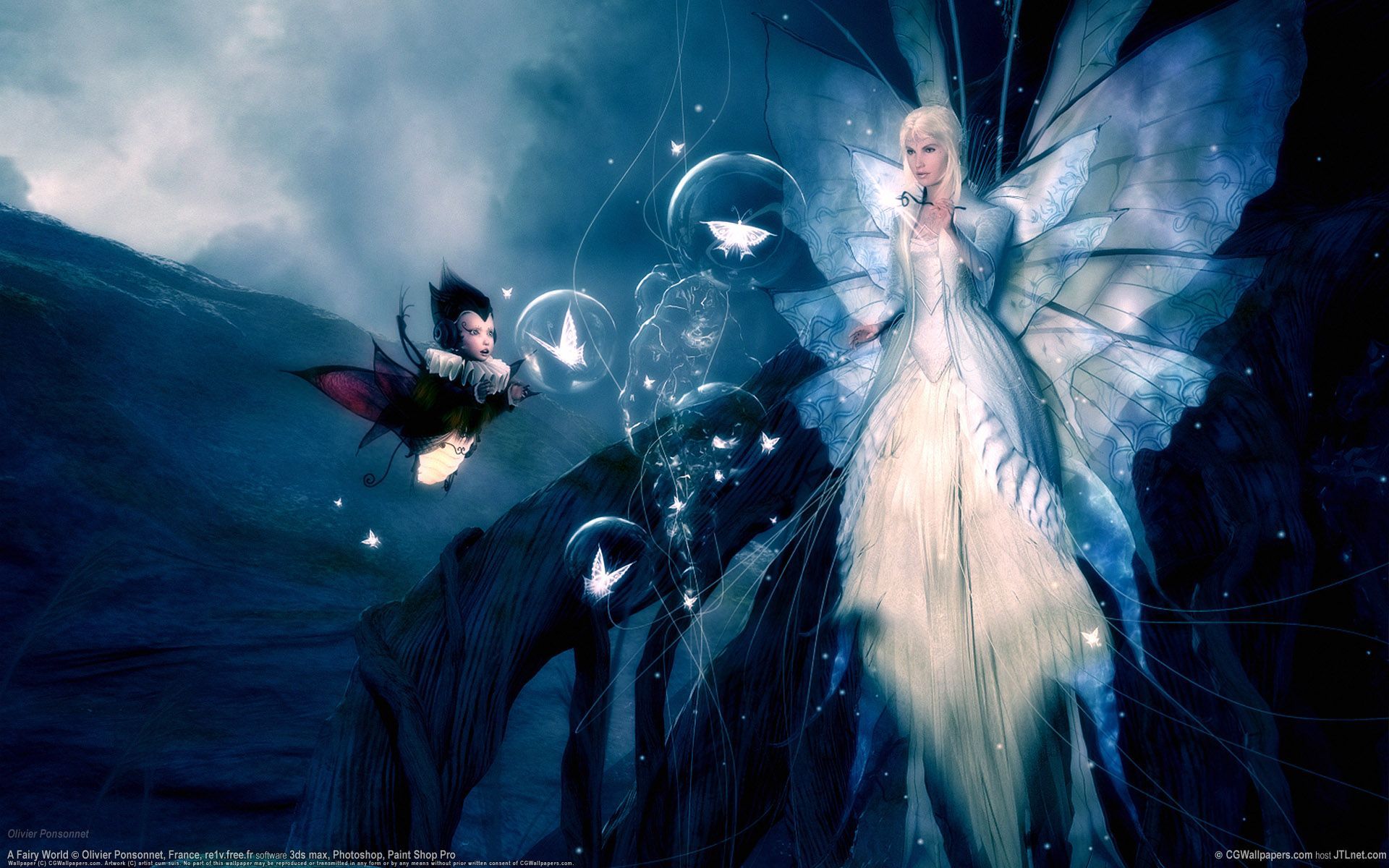 Bubbles, Wings, Butterfly, Girl - Fantasy Fairies - HD Wallpaper 