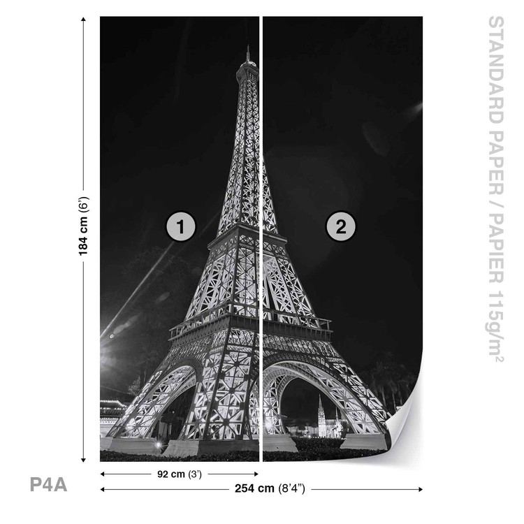 Paris Eiffel Tower Wallpaper Mural - Eiffeltoren In Grijs Wit - HD Wallpaper 