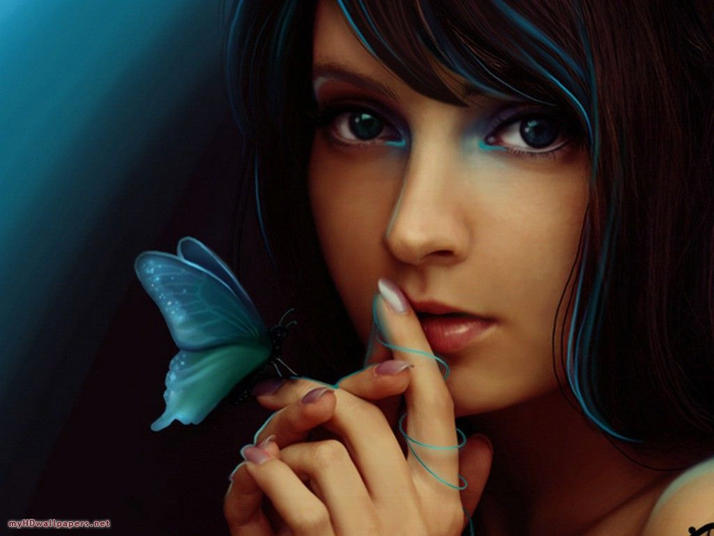 Butterflies Fantasy Girl Art Hd - HD Wallpaper 