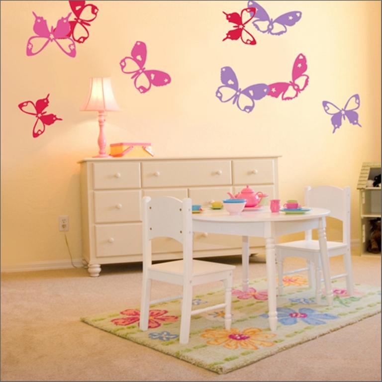 Butterfly Wallpaper For Girls Room - Girls Bedroom Butterfly Designs - HD Wallpaper 