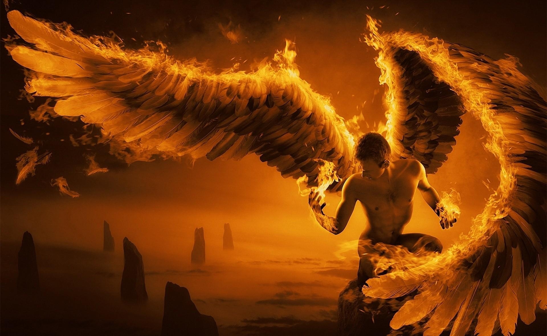 Angel Wallpaper Border Fire Wings - Angel Fire Wings - HD Wallpaper 