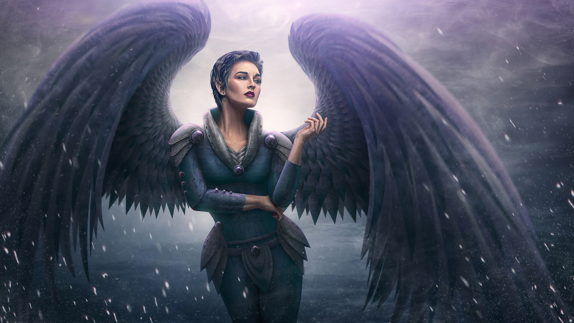 Angel Warrior Wallpaper Dark Wing - Fantasy Girl With Wings - HD Wallpaper 