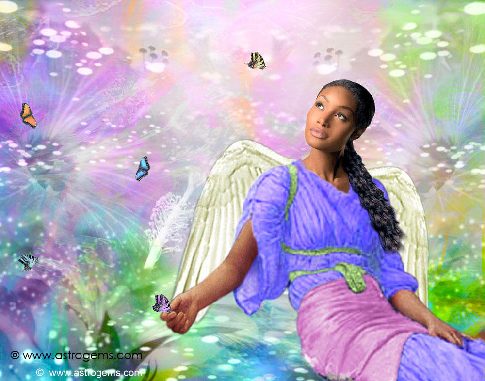 African American Purple Angel - HD Wallpaper 