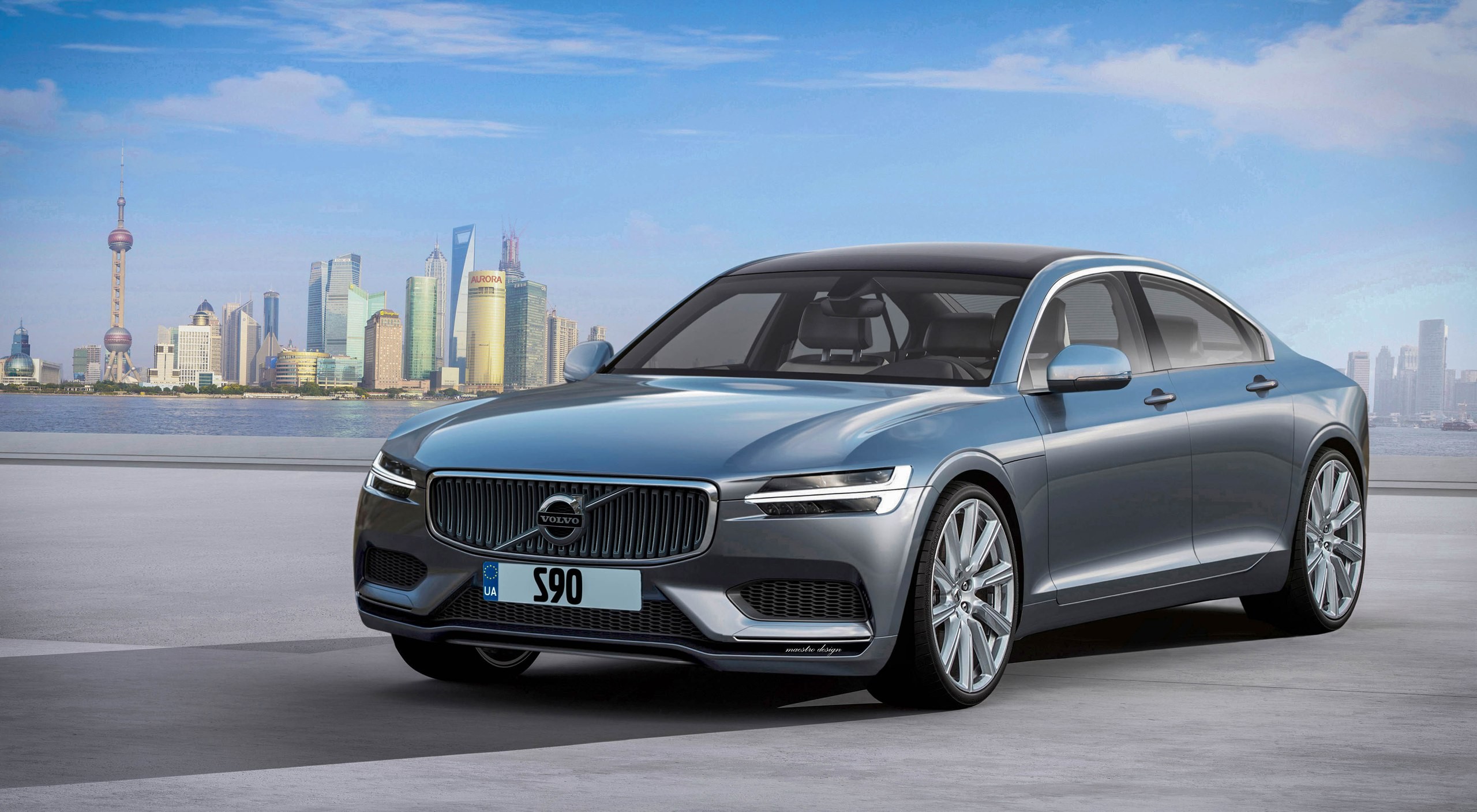 Volvo S90 2016 Hd Wallpapers Free Download - Pudong Skyline - HD Wallpaper 