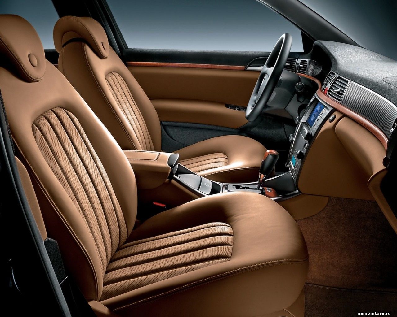 Brown Leather Seats Car - HD Wallpaper 
