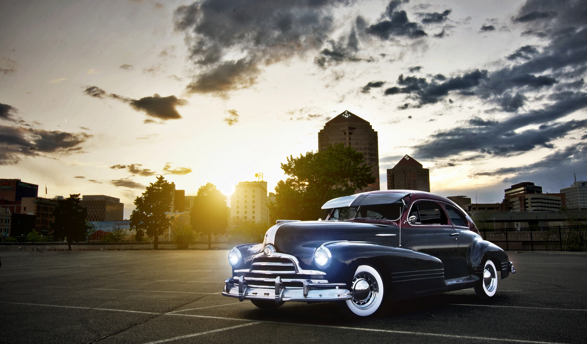 La Sunset Classic Car - HD Wallpaper 