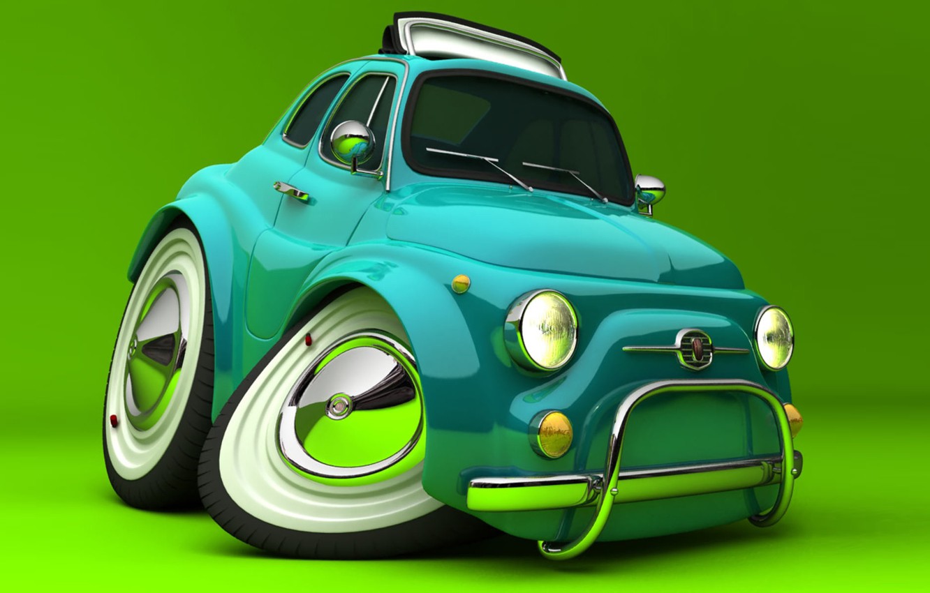 Photo Wallpaper Car, Blue, Funny, Fiat - Fantasy Auto S - HD Wallpaper 