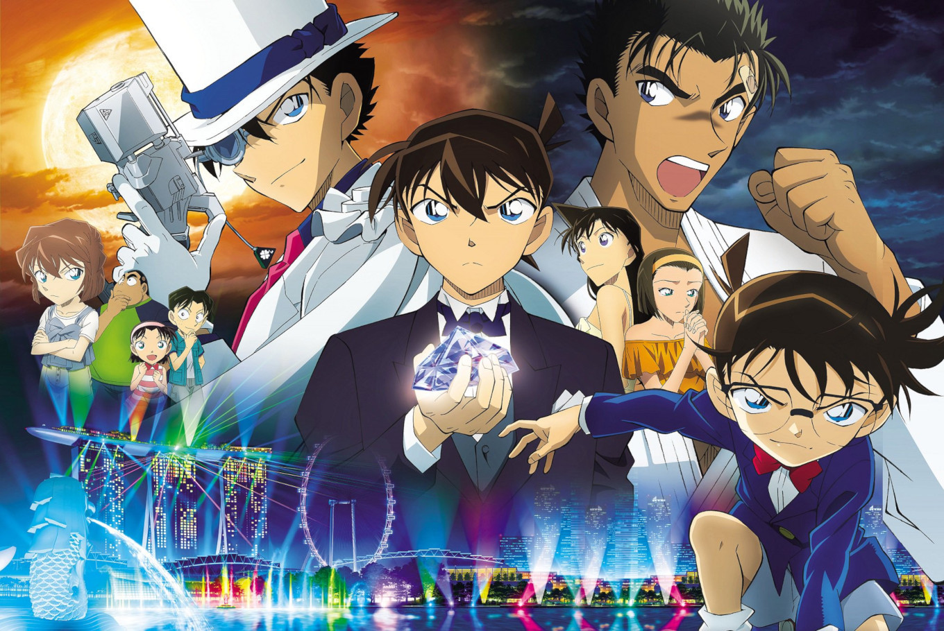 Conan, Kid Save Singapore From Destruction In Detective - Detective Conan The Fist Of Blue Sapphire - HD Wallpaper 