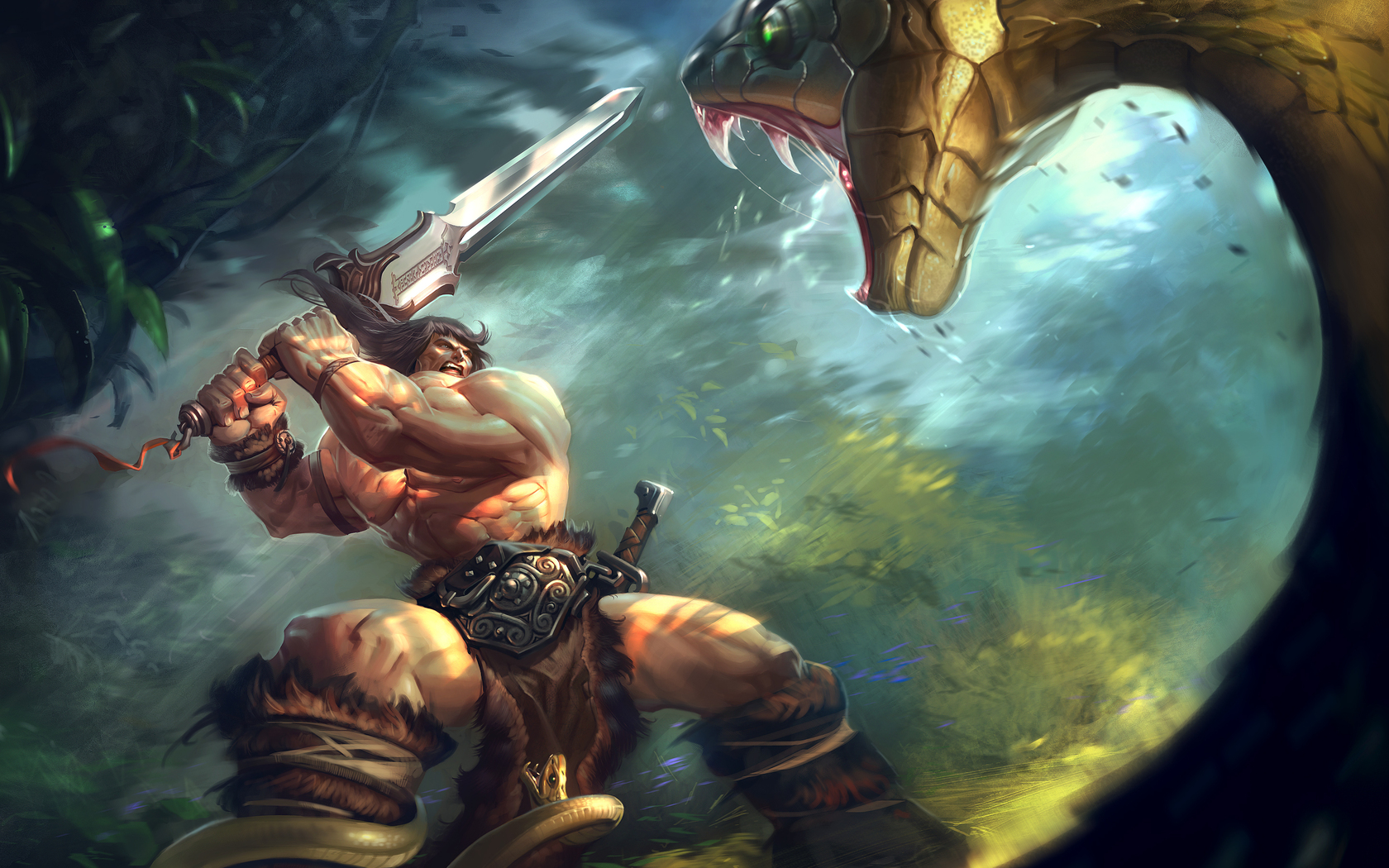 Conan The Barbarian, Two-handed, Sword, Jungle, Great - Barbarian Two Handed Sword - HD Wallpaper 