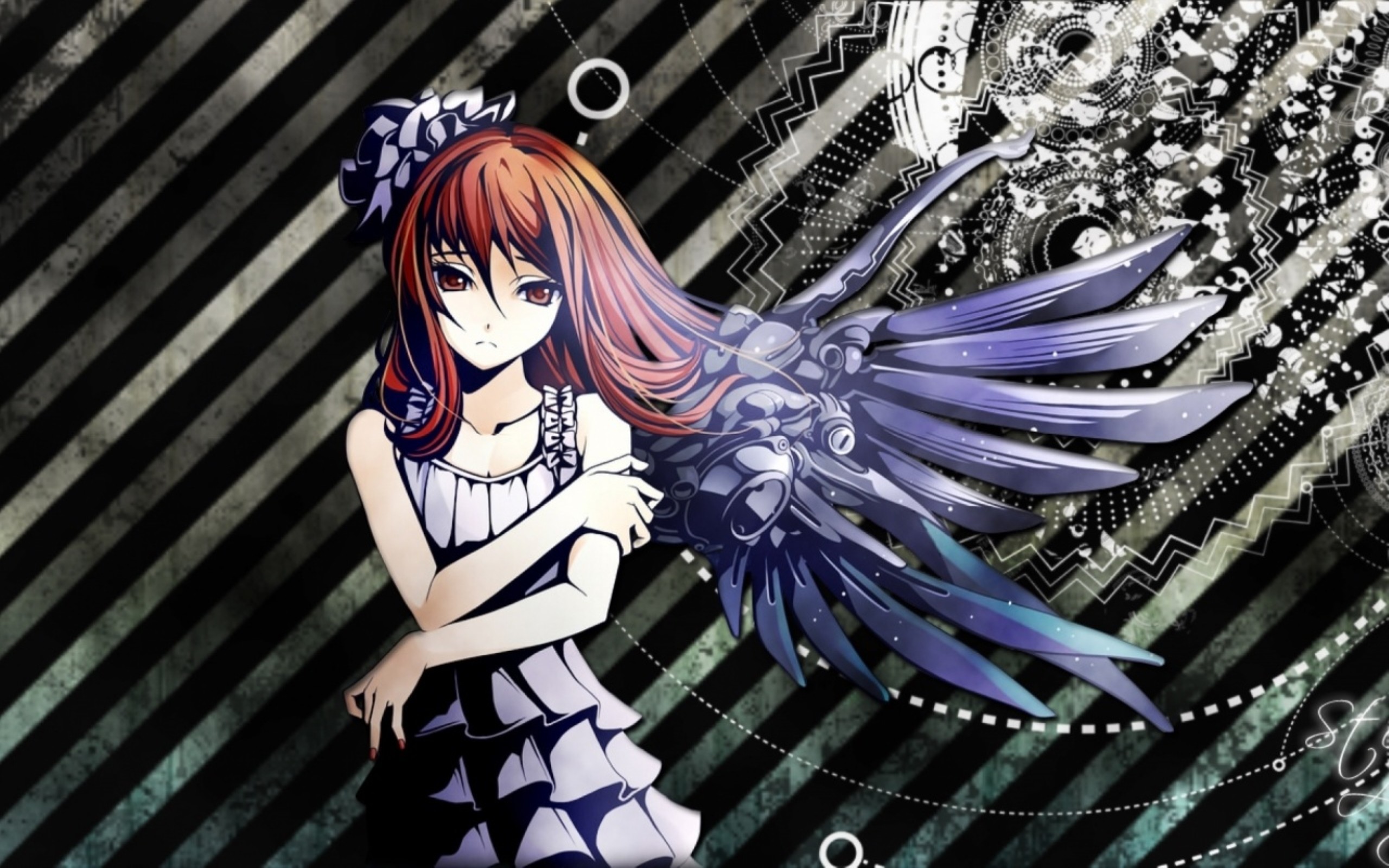 2560x1600, Anime Girl Mechanical Wings Wallpaper 
 - Anime Girl With Mechanical Wings - HD Wallpaper 