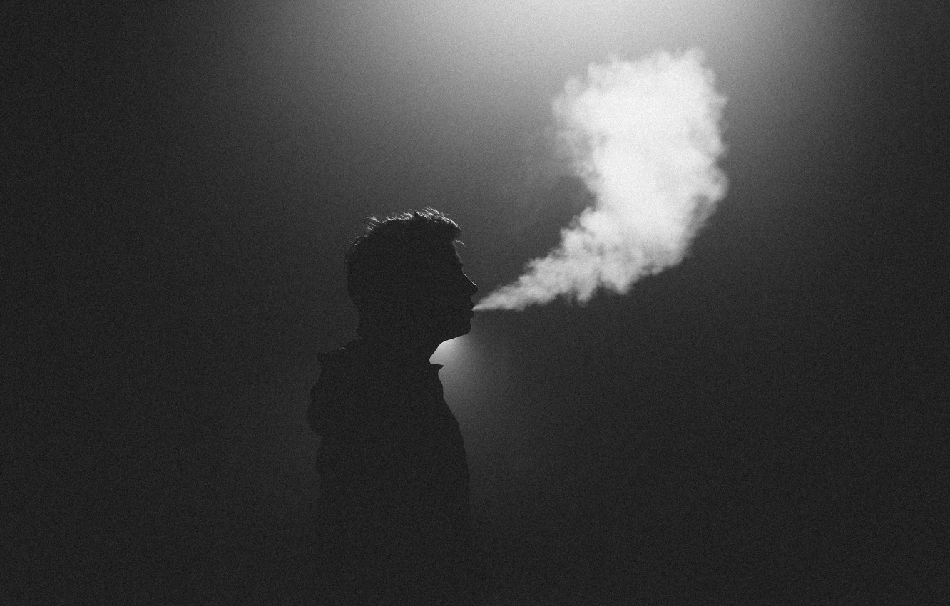 Photo Wallpaper Light, Smoke, Silhouette, Male, Smoking - Smoking Men At Night - HD Wallpaper 