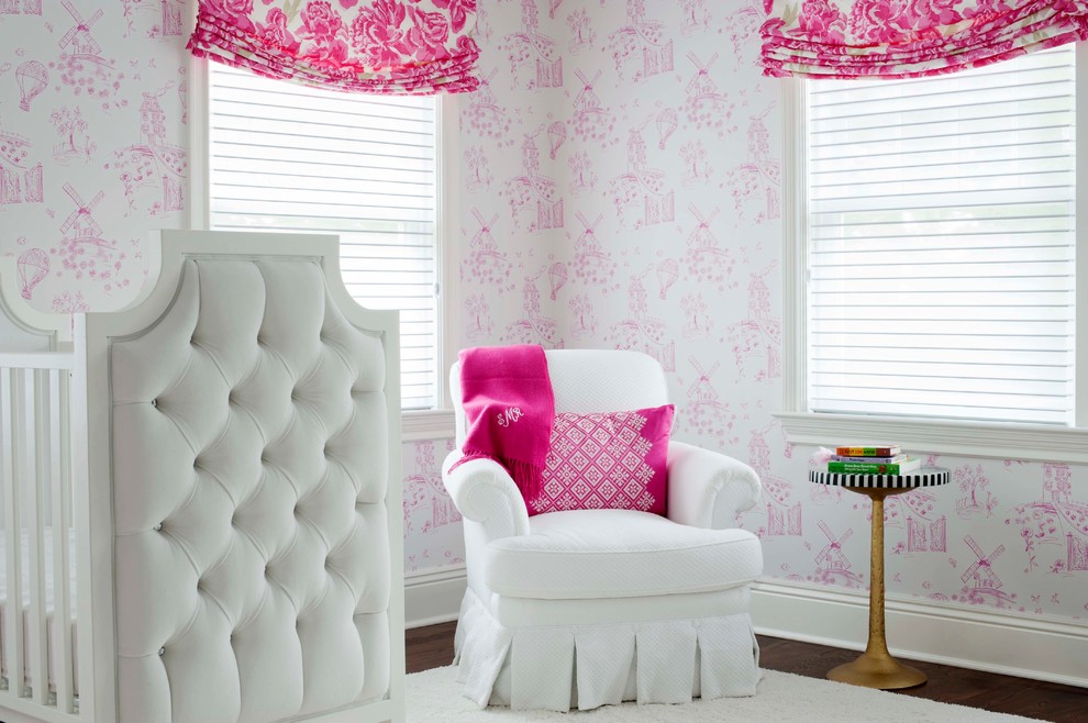 Pink Cheetah Print Tall White Baseboards And White - Nursery - HD Wallpaper 