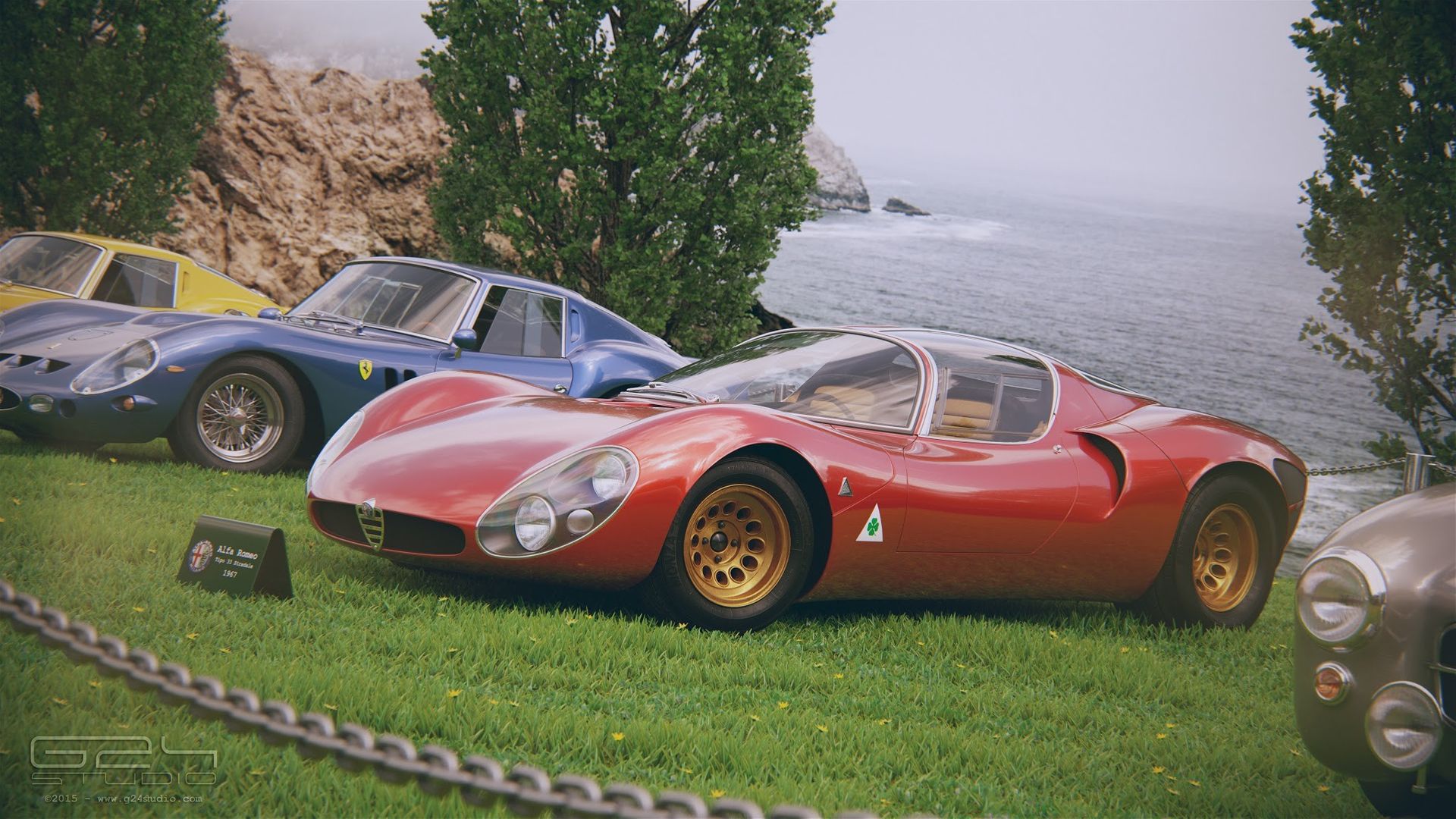 Ferrari 250 Alfa Romeo And Nature View - Alfa Romeo 250 - HD Wallpaper 