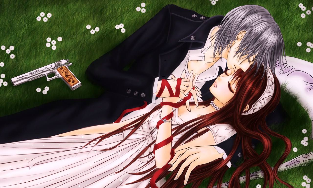 Dress Grass Gun Kiryu Zero Long Hair Scythe Vampire - Vampire Knight Vampire Yuki - HD Wallpaper 