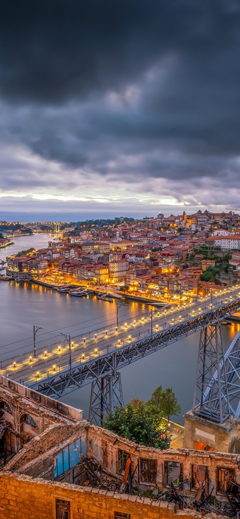 Iphone Wallpaper Portugal, City, Dusk, River, Bridge, - Vila Nova De Gaia Hd - HD Wallpaper 