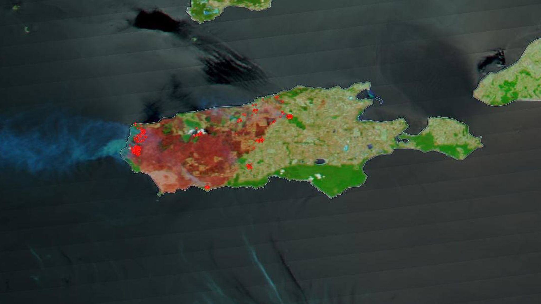 A Satellite Image Of Kangaroo Island, Australia, Taken - Satellite Image Of Australian Fires - HD Wallpaper 