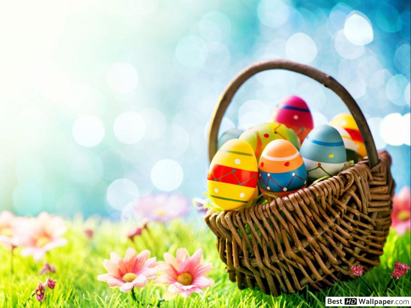 Easter Backgrounds With Basket - HD Wallpaper 