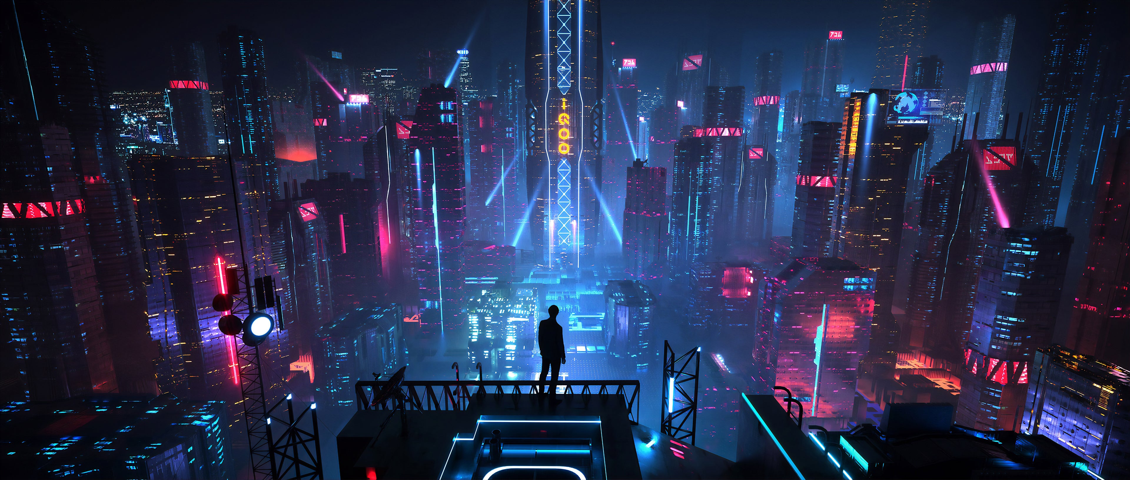 Cyberpunk City Wallpaper - Sci Fi City Night - HD Wallpaper 
