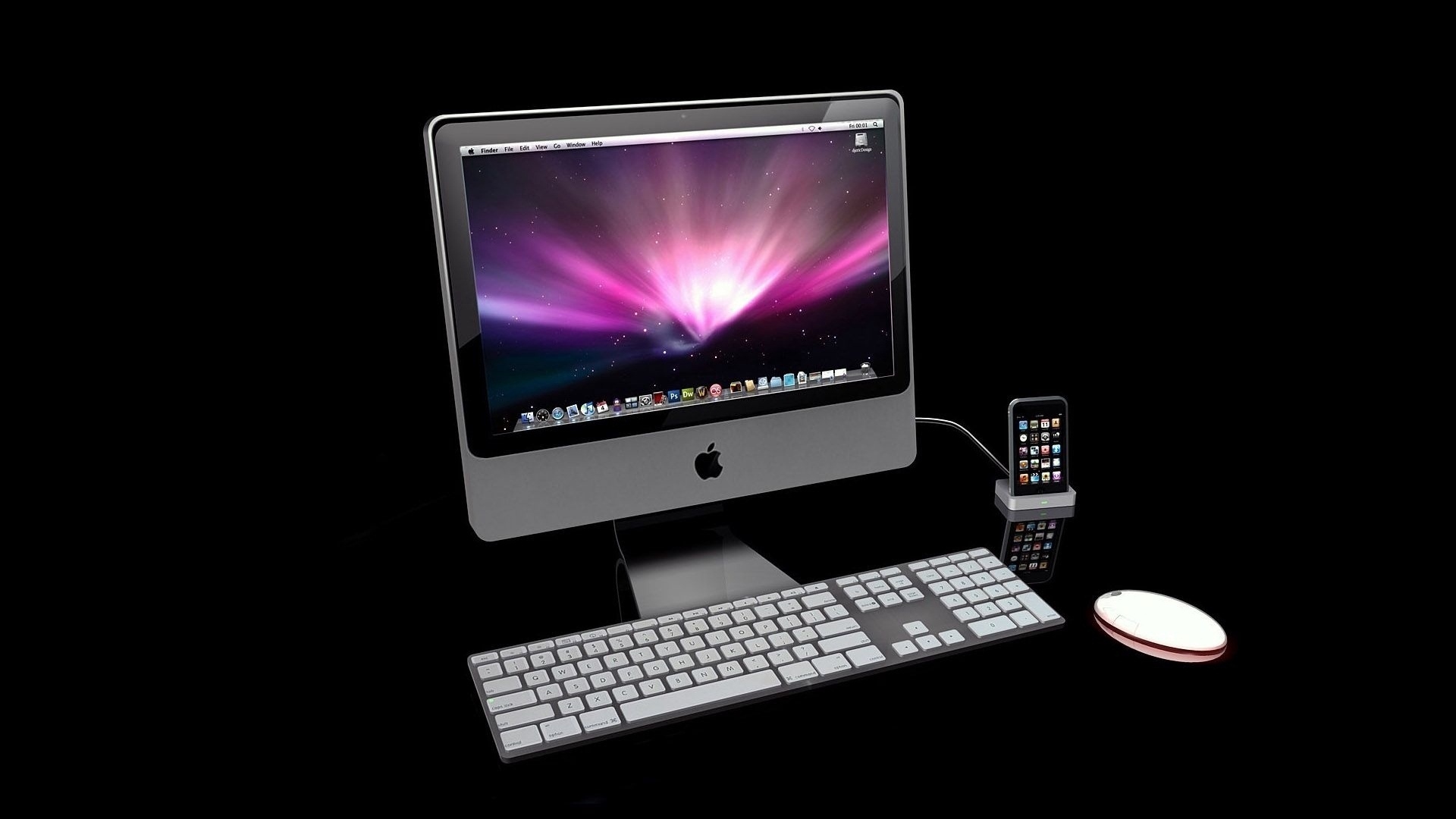 Wallpaper Mac, Apple, Computer, Iphone, Mouse - Desktop Computer Black Background - HD Wallpaper 