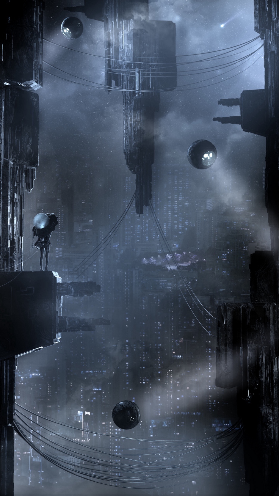 Wallpaper City, Futurism, Cyberpunk, Sci-fi, Dark - Dark Sci Fi Wallpaper Phone - HD Wallpaper 