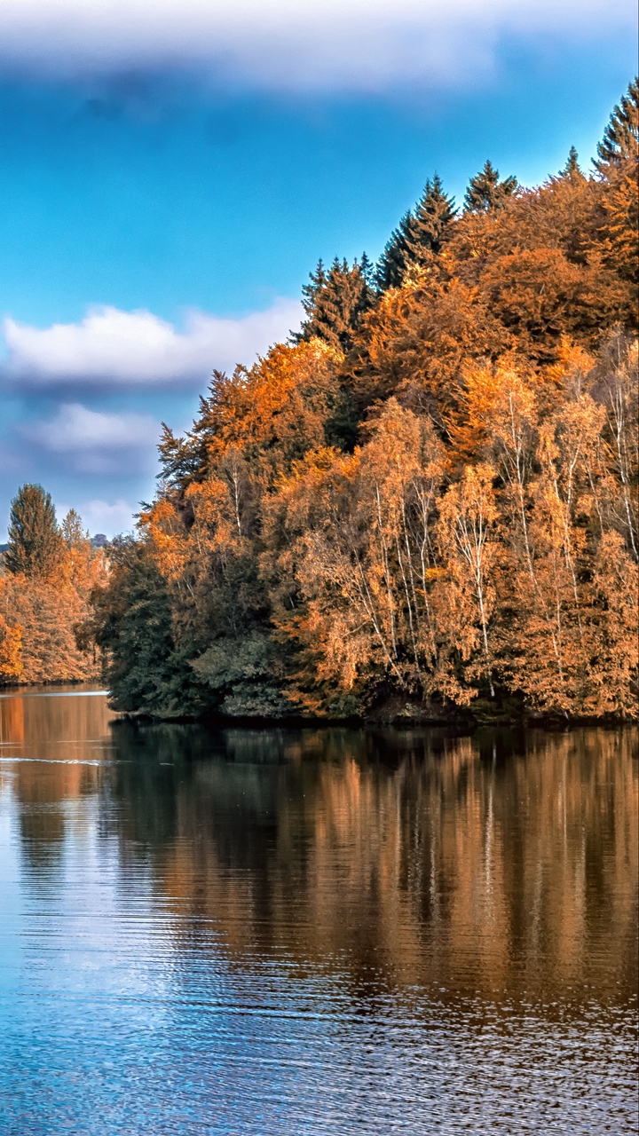 Wallpaper Autumn, Lake, Trees, Reflection - Fall Background 4k Lake - HD Wallpaper 