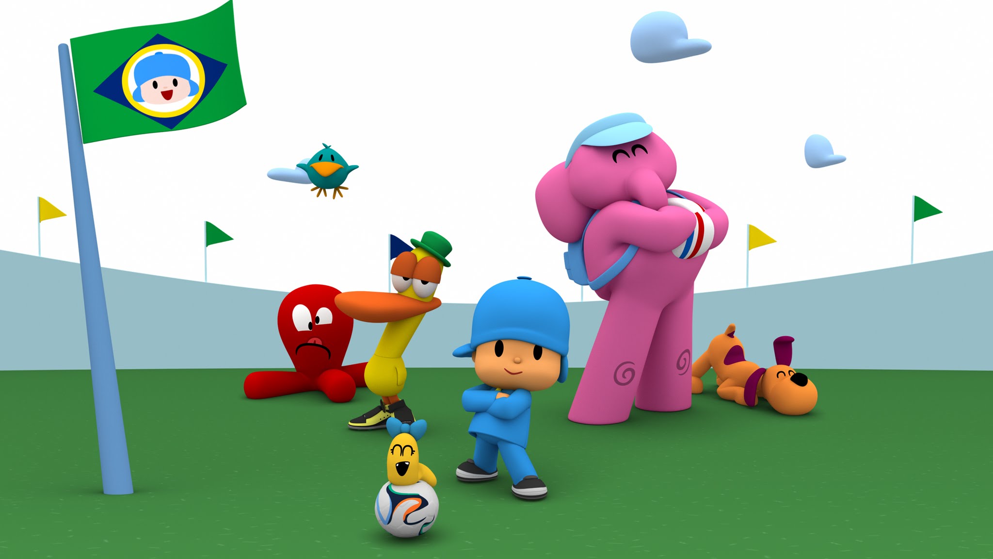 Painel 1x0,65 Pocoyo - Divirta Se Com Pocoyo E O Futebol - HD Wallpaper 