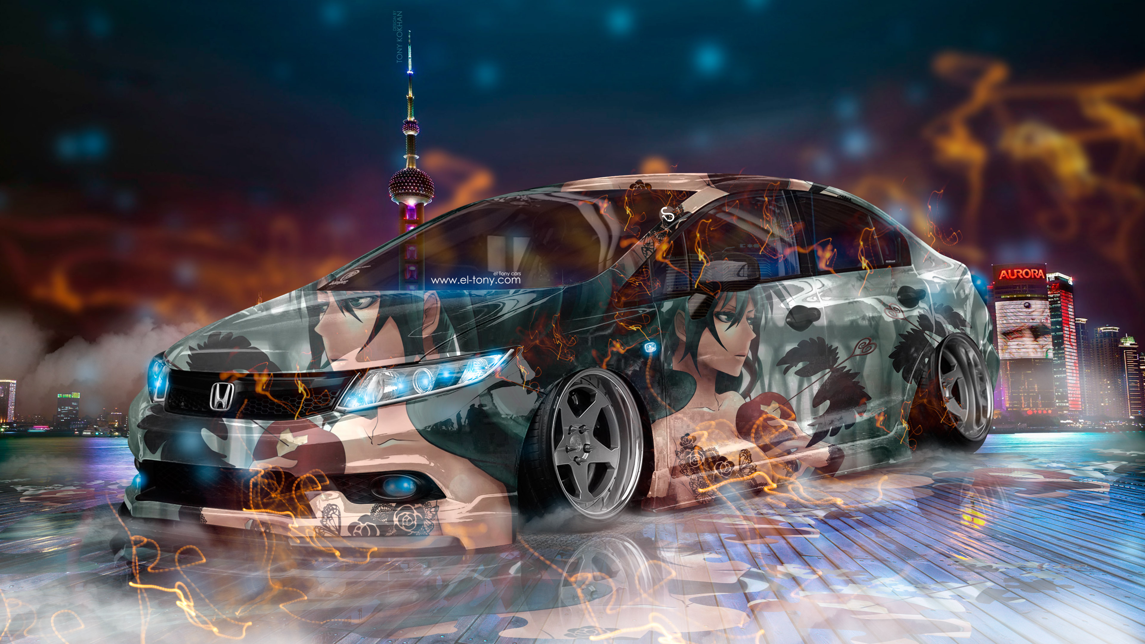 Honda Civic Hatchback Anime - HD Wallpaper 