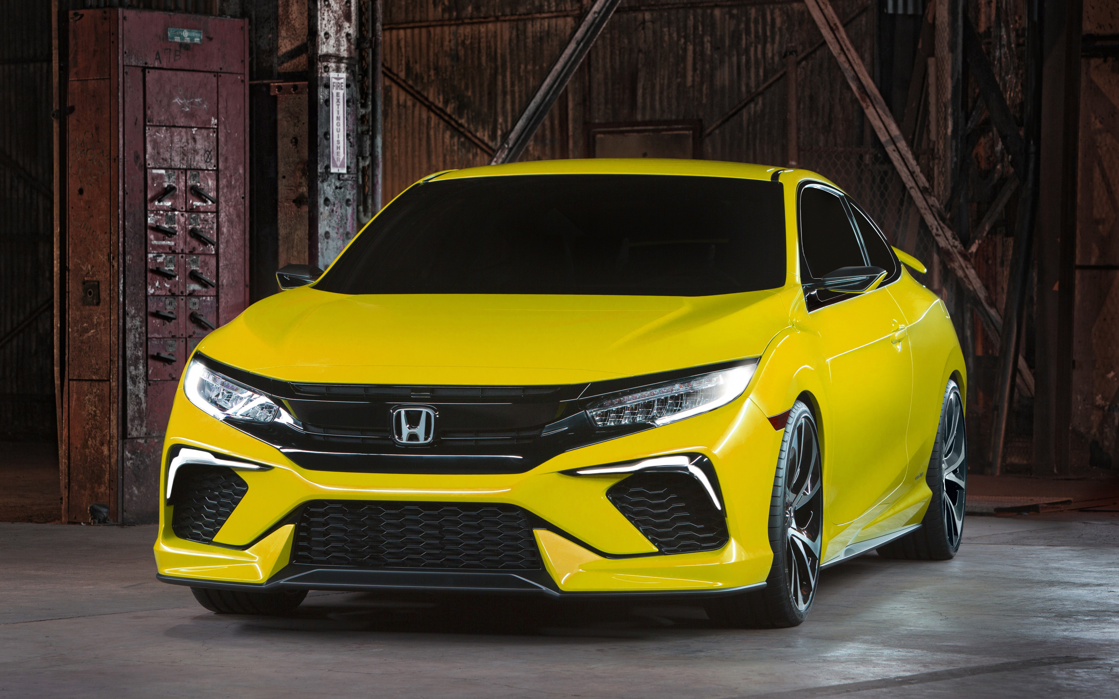 Honda Civic, 4k, Garage, 2019 Cars, Headlights, 2019 - Honda Civic Sports Cars - HD Wallpaper 