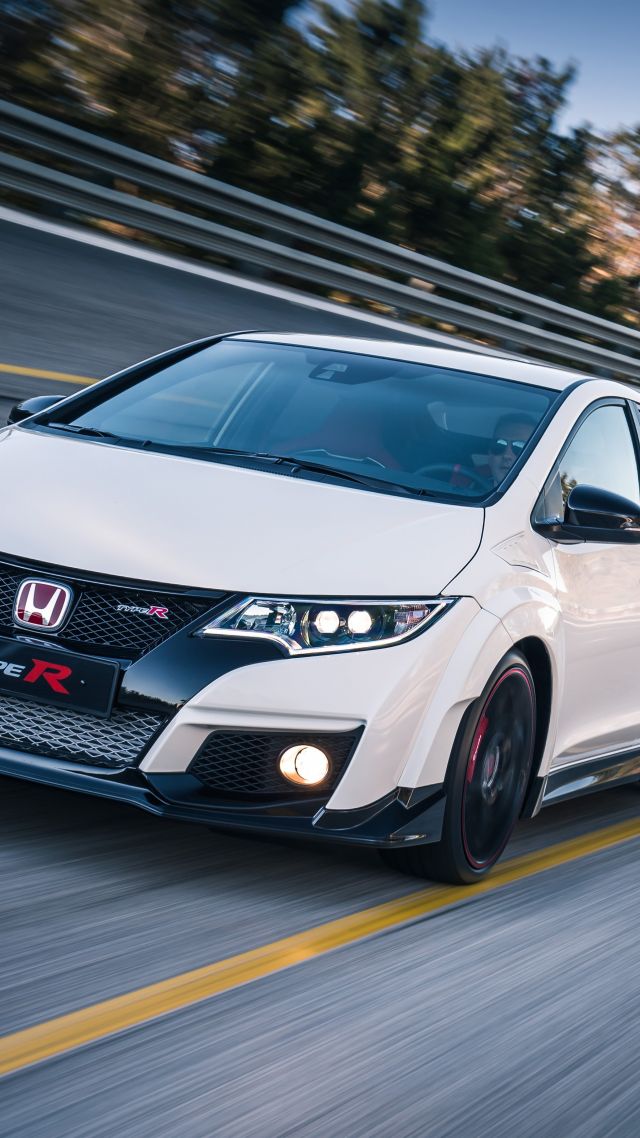 Honda Civic Type R Hatchback Nurburgring White Front Wheel Drives Car 640x1138 Wallpaper Teahub Io