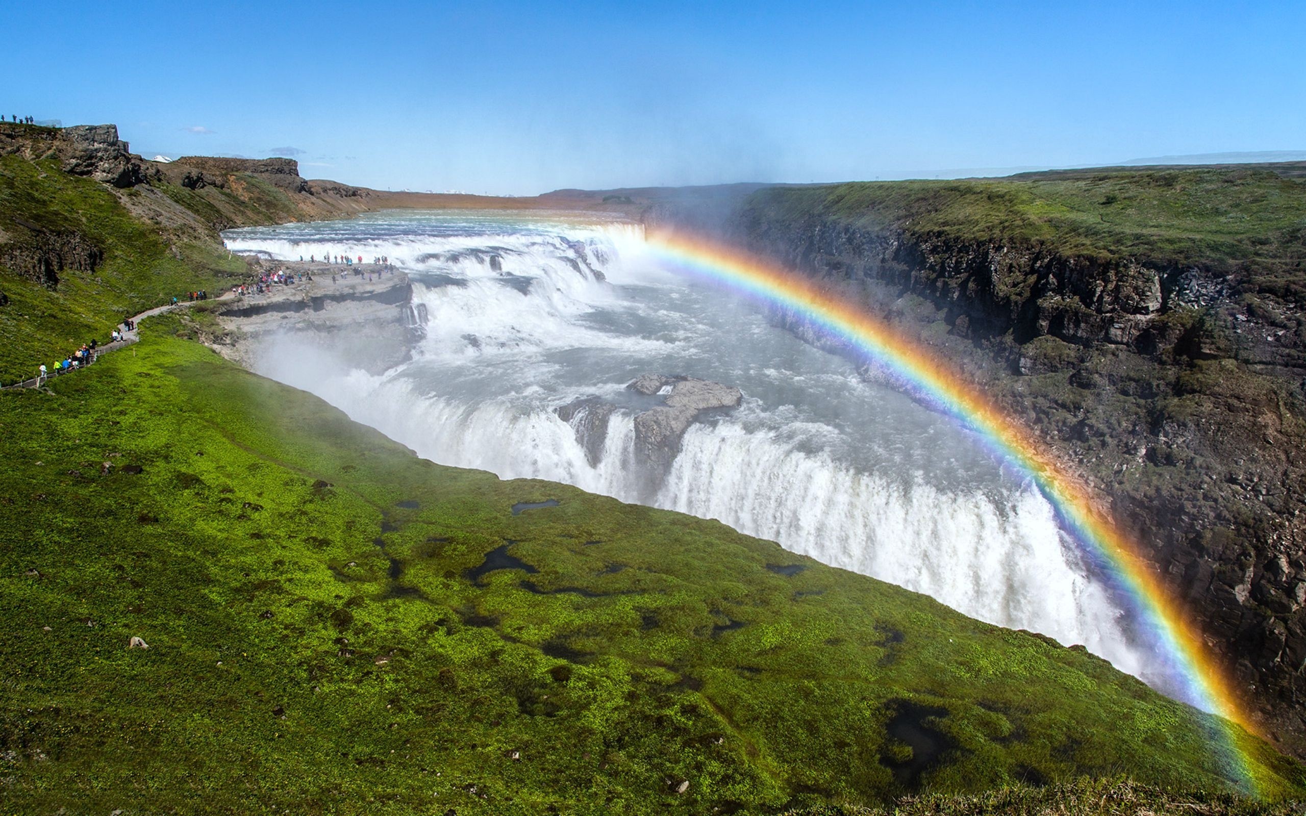 Gullfoss Waterfall With Rainbow In Iceland Wallpaper - Gullfoss - HD Wallpaper 