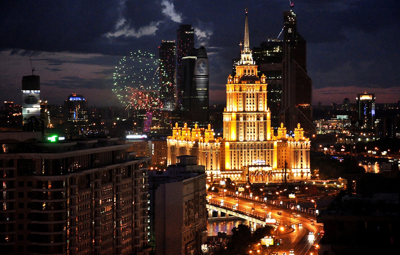 Photo Wallpaper Night, Moscow, Russia, Russia, Moscow, - Four Seasons Hotel Moscow - HD Wallpaper 