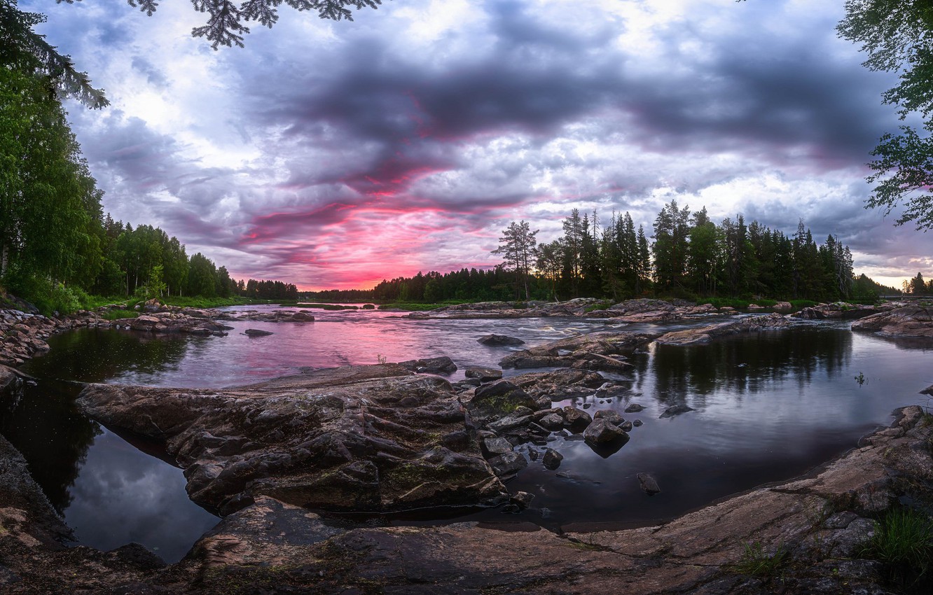 Photo Wallpaper Forest, Summer, River, Finland - Landscape Of Earth Nature - HD Wallpaper 