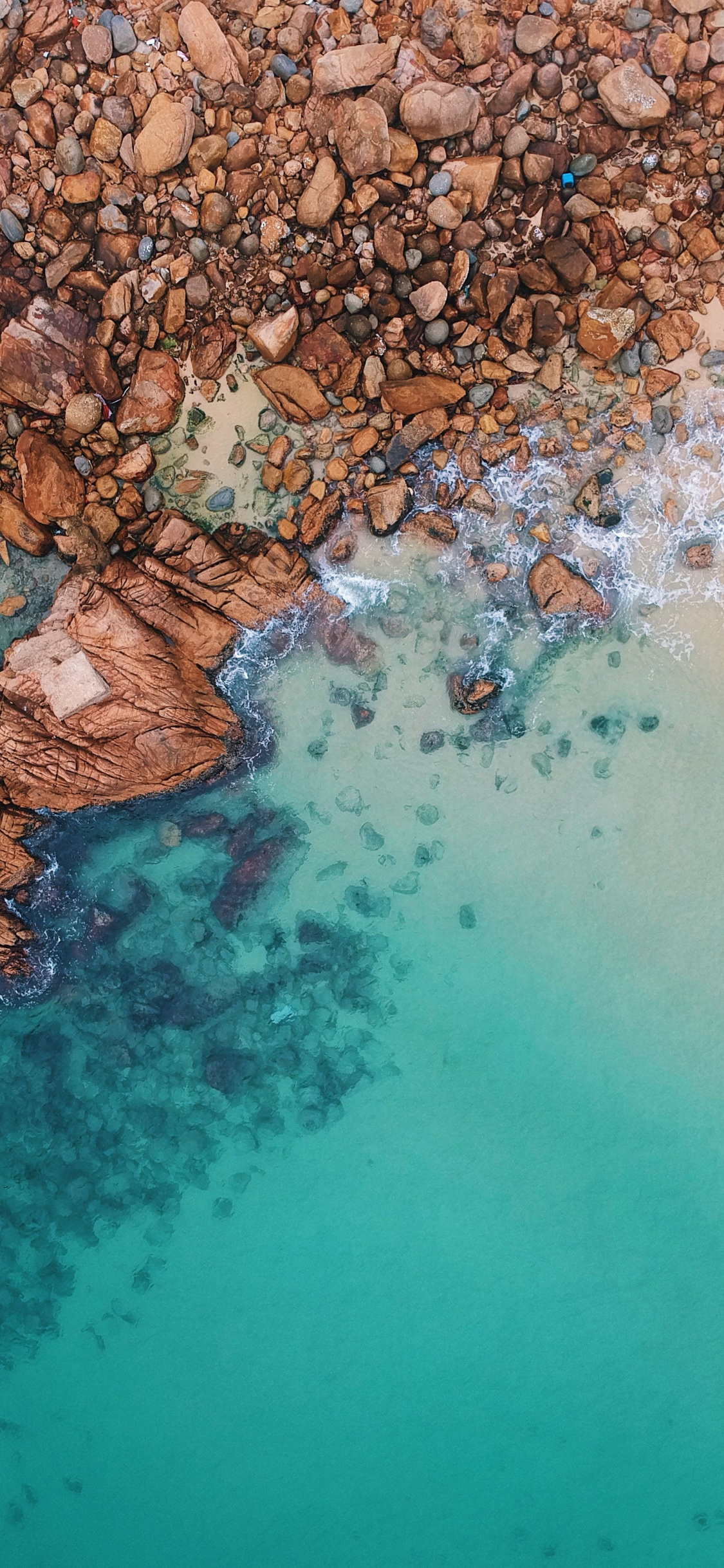 Rocks, Beach, Aerial View, Hong Kong, Wallpaper - Iphone X Wallpaper Rocks - HD Wallpaper 