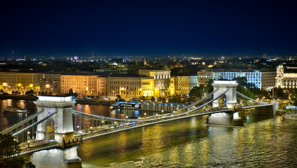 River, Hungary, The Danube, Budapest, Budapest, Chain - Széchenyi Chain Bridge - HD Wallpaper 