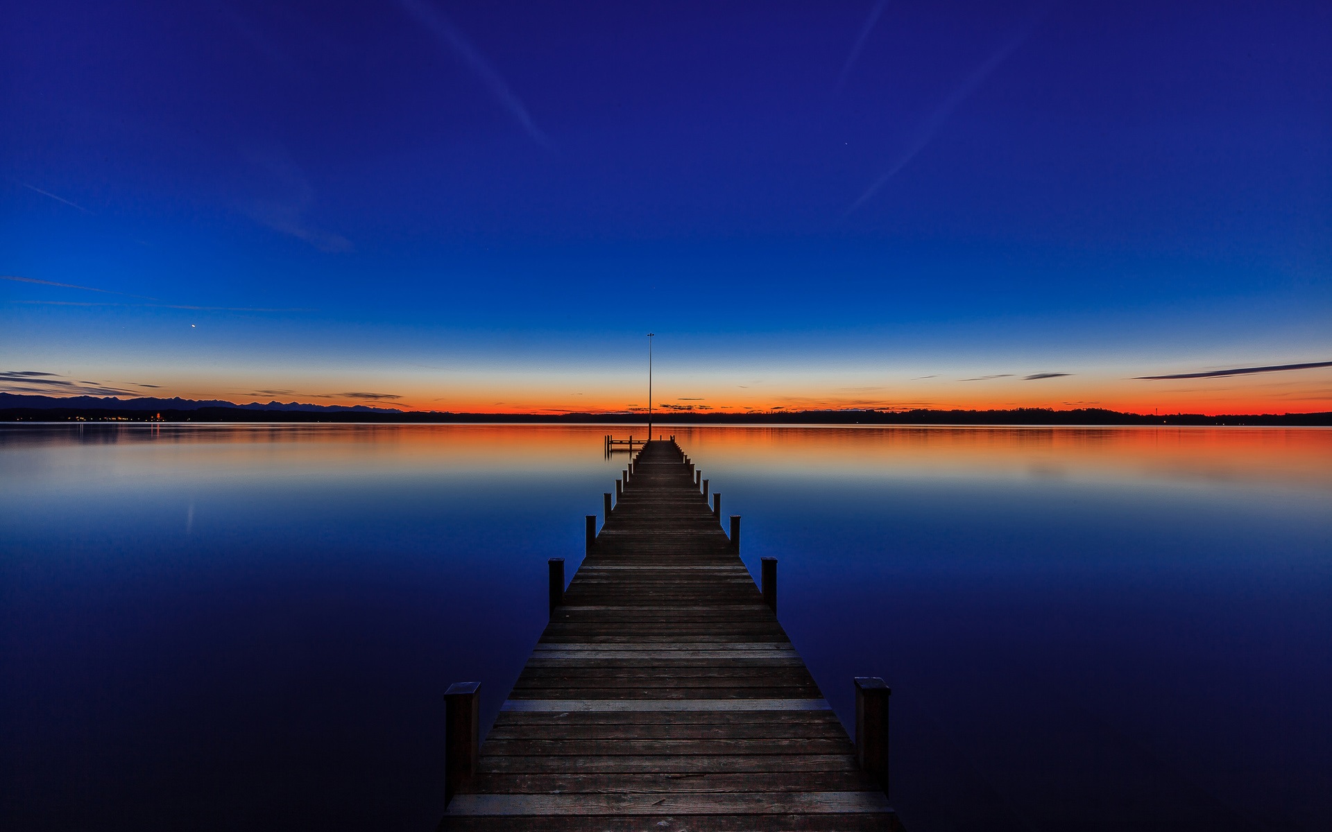 Wallpaper Lake Starnberg, Bavaria, Germany, Sunset, - Lake Sunset Wallpaper Pier - HD Wallpaper 