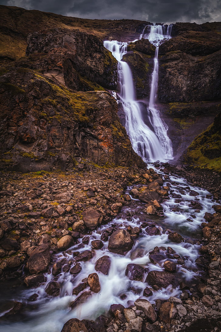 Timelapse Photo Of Waterfall, Islandia, Foss, Cascada, - Waterfall - HD Wallpaper 