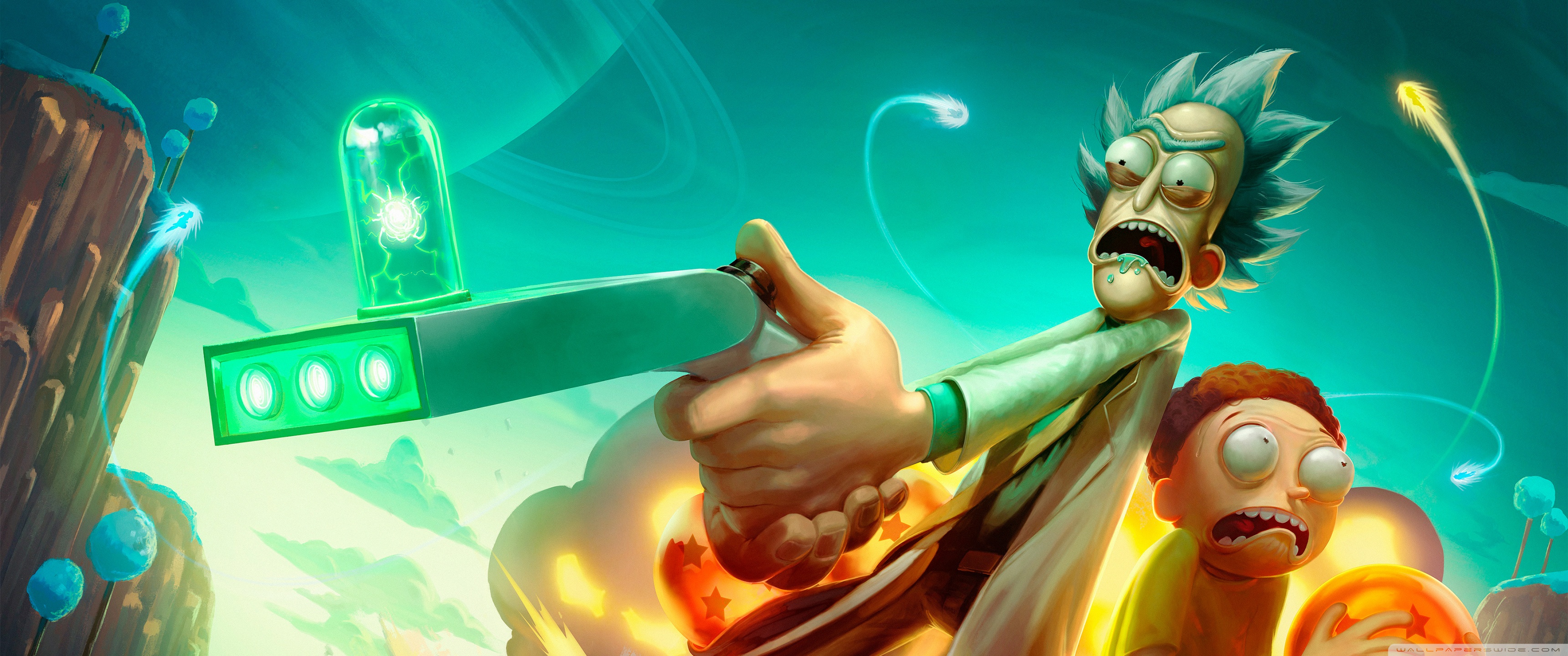 Rick And Morty Dragon Ball Z - HD Wallpaper 