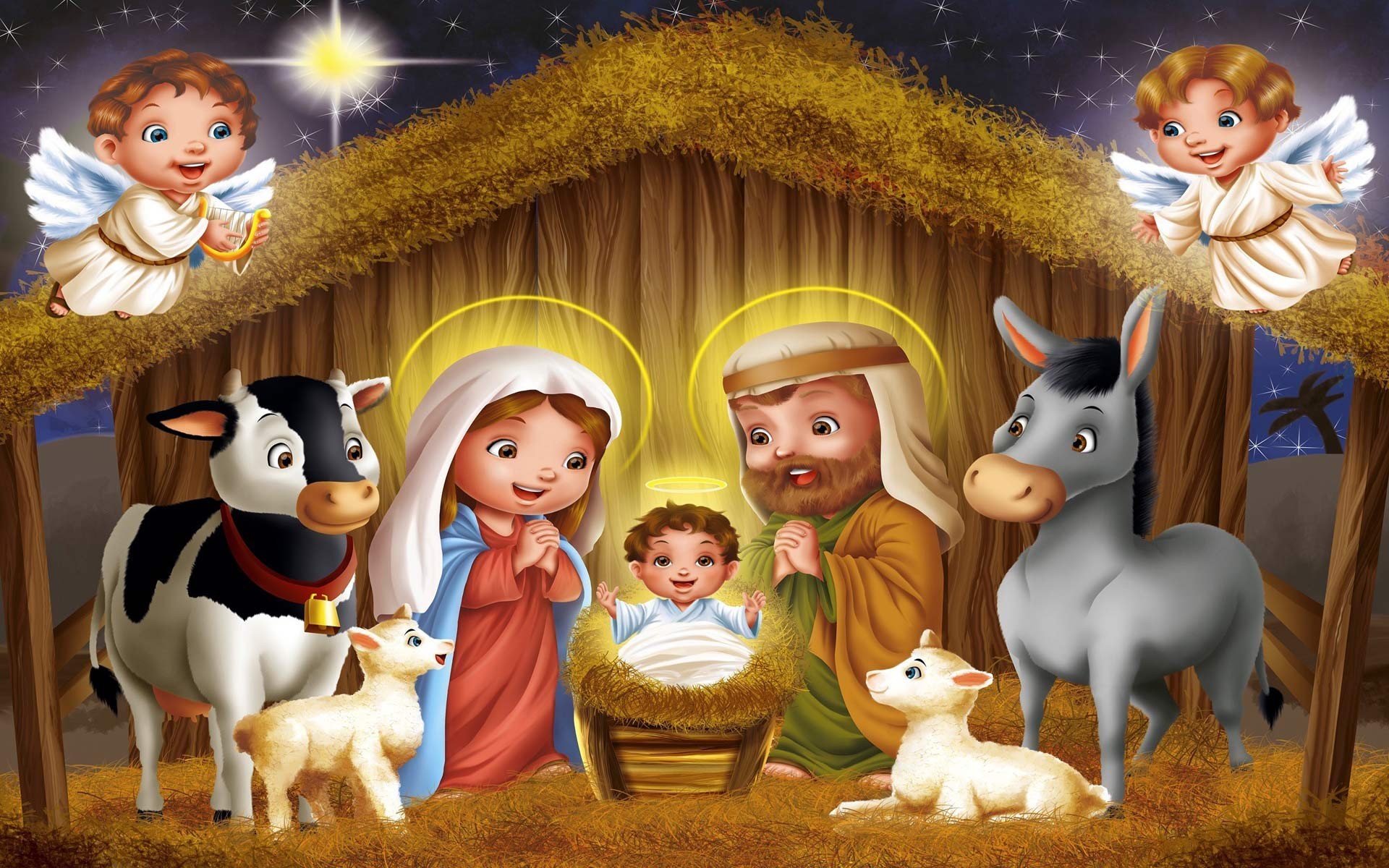 Christmas Nativity Scene Wallpaper - Jesus Images Of Christmas - HD Wallpaper 