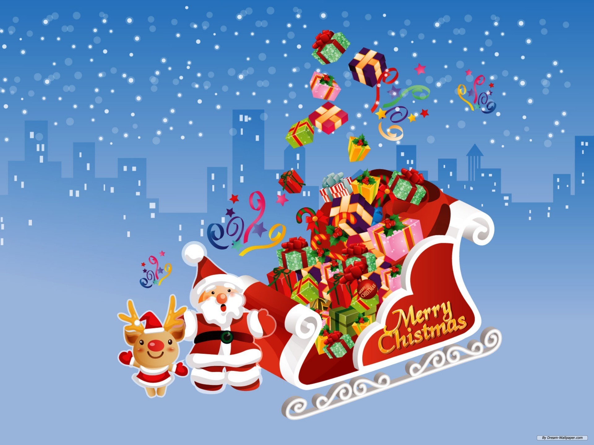 Holiday Wallpaper/christmas Theme 4 Wallpaper/1920x1440 - Cute Merry Christmas Animated - HD Wallpaper 