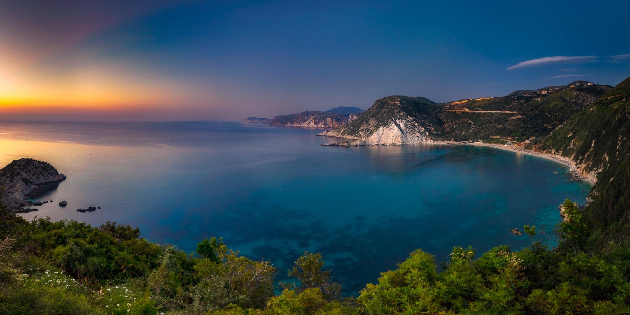 Sunset In Cephalonia Island Greece Wallpaper - High Resolution Greece Hd - HD Wallpaper 