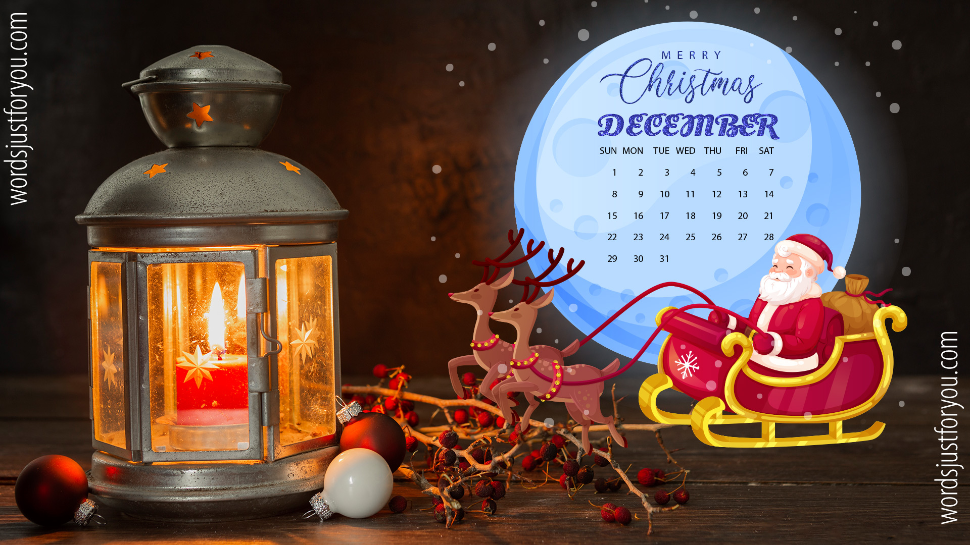 Hd December 2019 Calendar Desktop Wallpaper - Merry Christmas Candle Gif - HD Wallpaper 