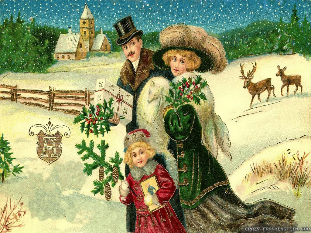 Vintage Christmas Christmas Wallpaper - Victorian Happy Boxing Day - HD Wallpaper 