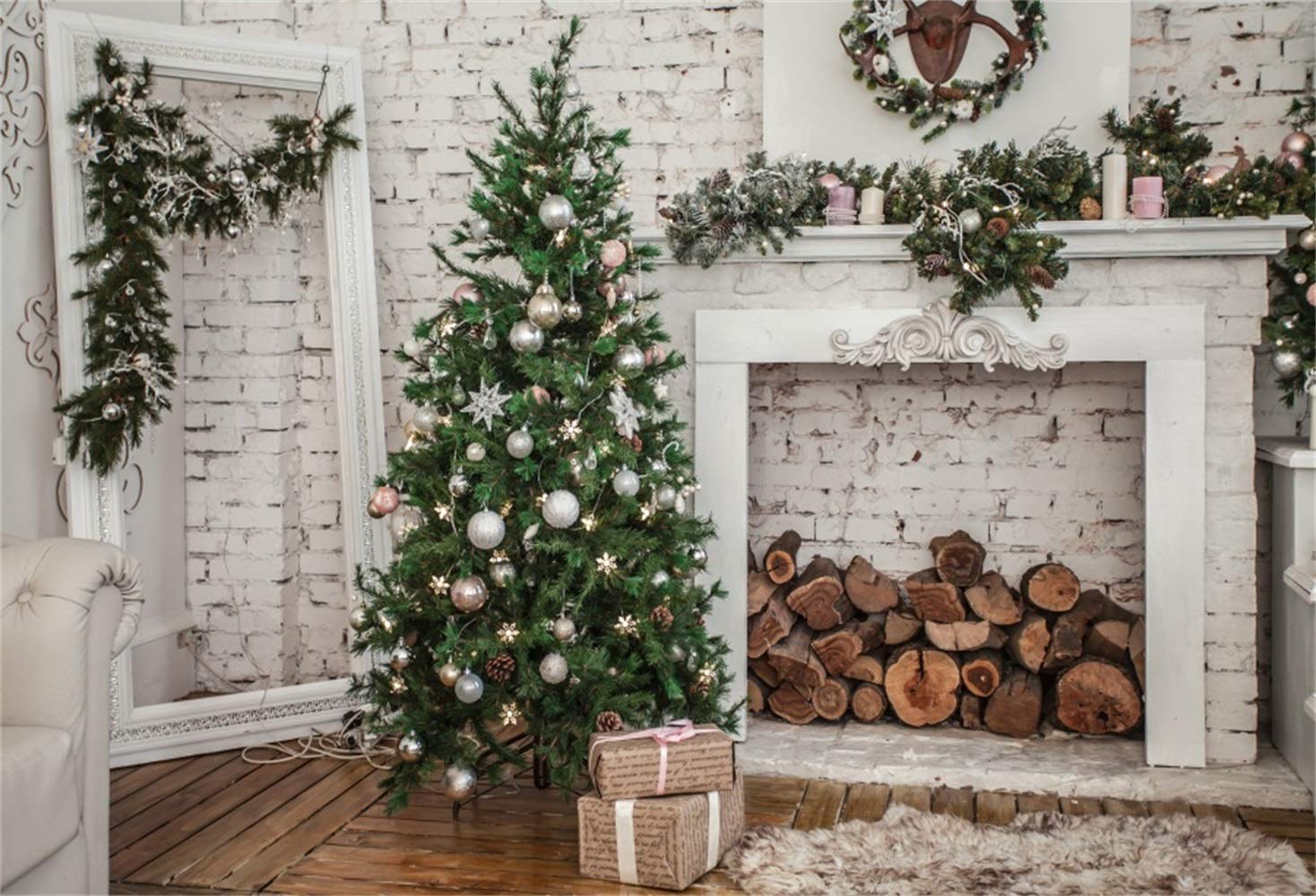 White Christmas Tree Background - HD Wallpaper 