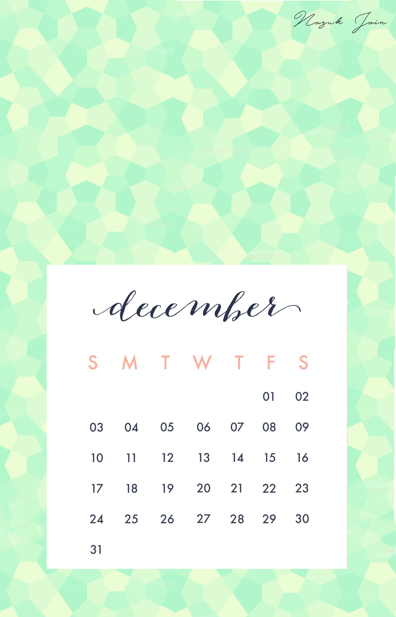 Free Calendar Printables 2017 By Nazuk Jain 
 Data - Paper - HD Wallpaper 