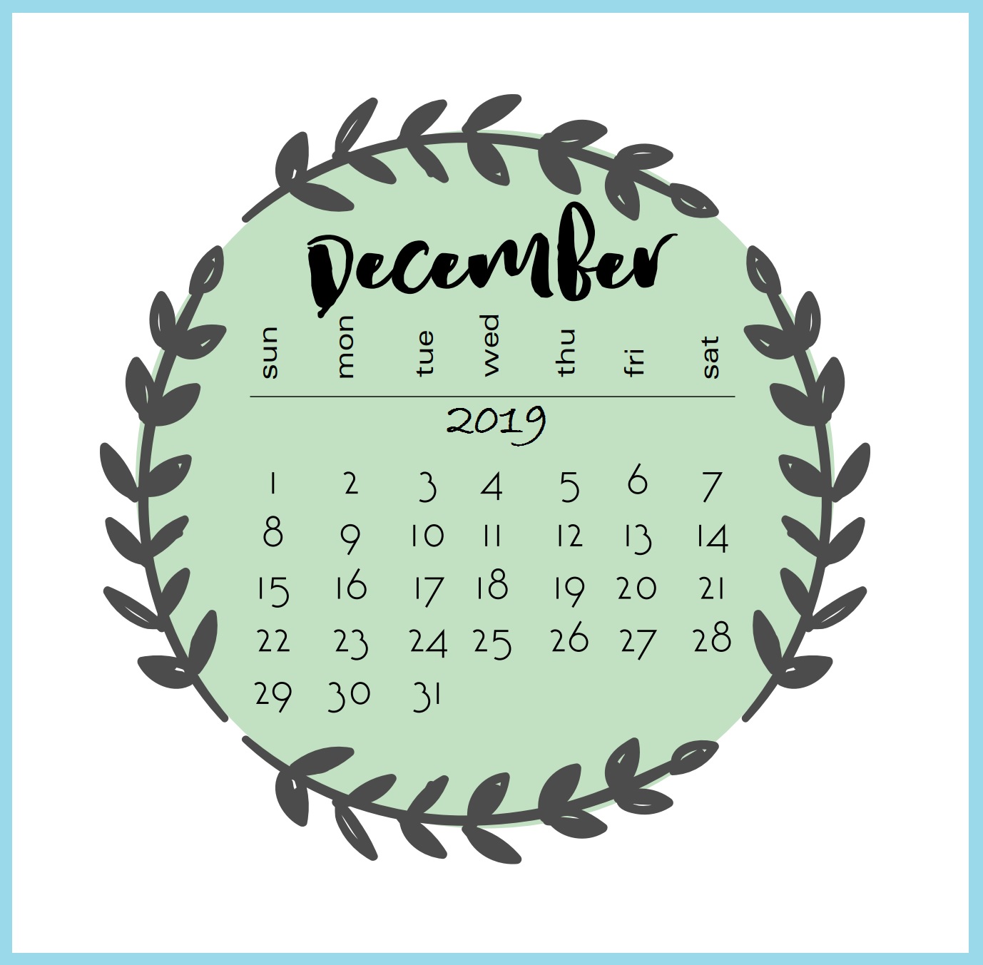December 2019 Calendar Wallpaper - Cute December 2019 Calendar - HD Wallpaper 