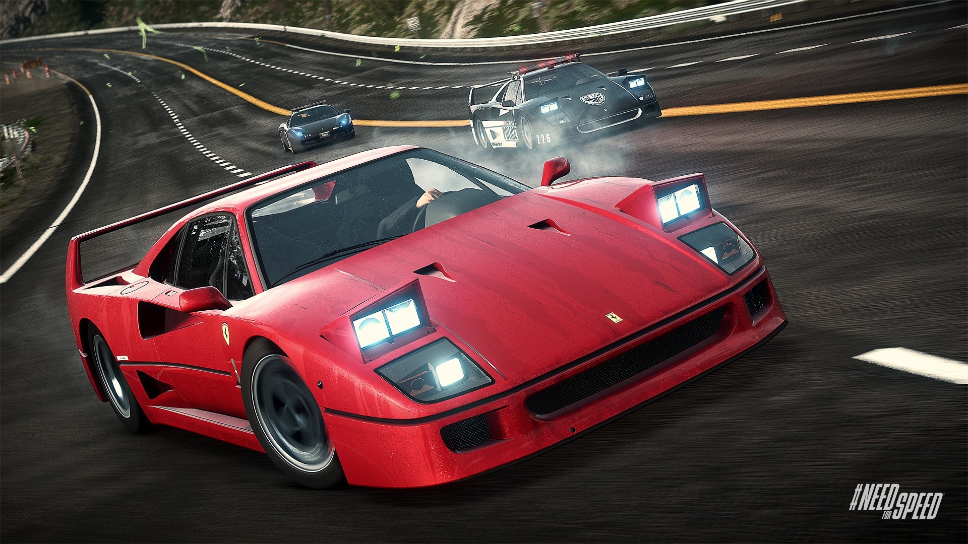 Wallpaper Need For Speed Rivals Highway Ferrari Pursuit - Ferrari F40 Need For Speed Rivals - HD Wallpaper 